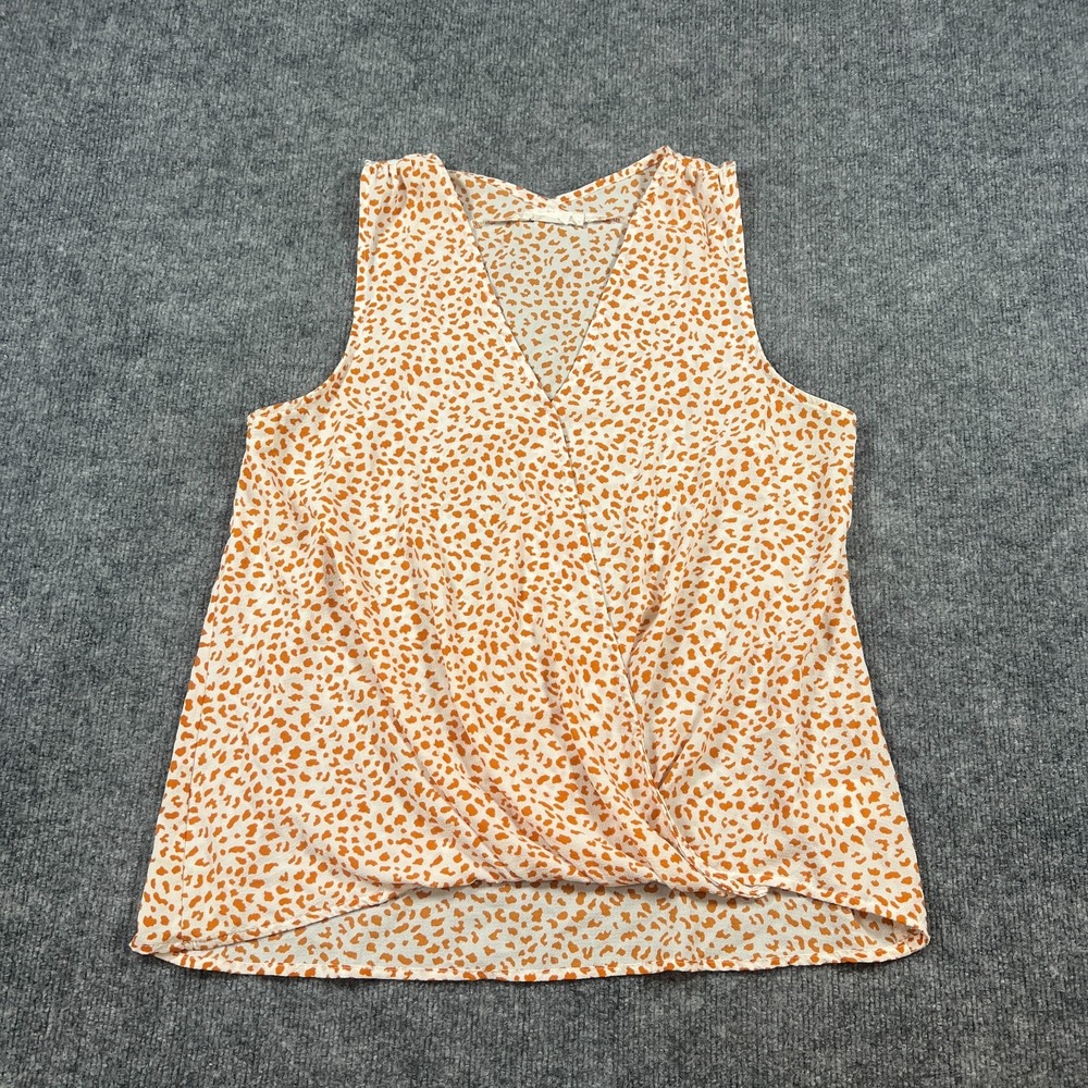 Lush Camelle Surplice Blouse Top Womens Medium Off White Stretch Leopards Print